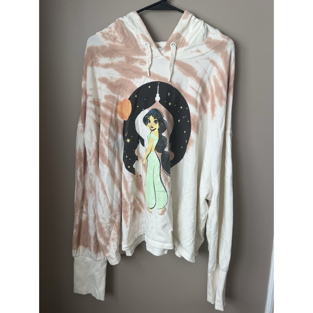 NWT Disney Aladdin Princess Jasmine Semi Crop Hoodie Water Color SZ 3X